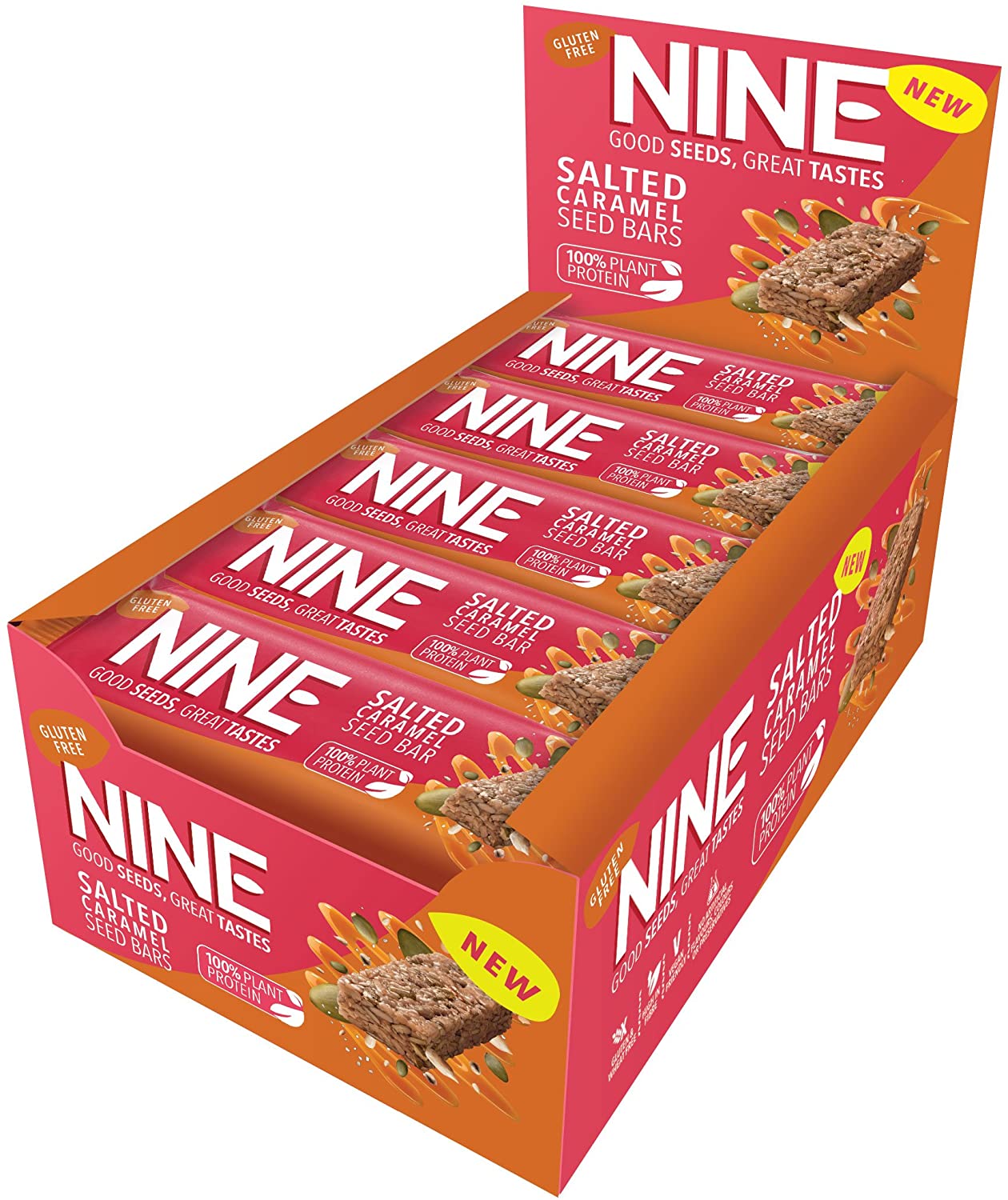 NINE   Salted Caramel & Pecan Seed Bar 40g (Pack of 20)