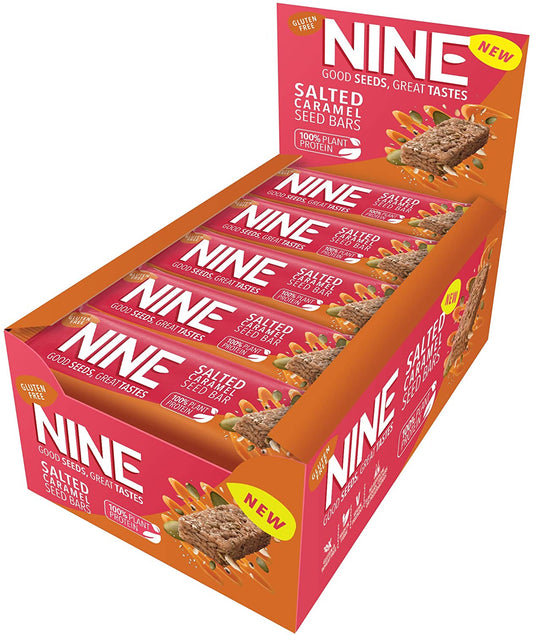 NINE   Salted Caramel & Pecan Seed Bar 40g (Pack of 20)