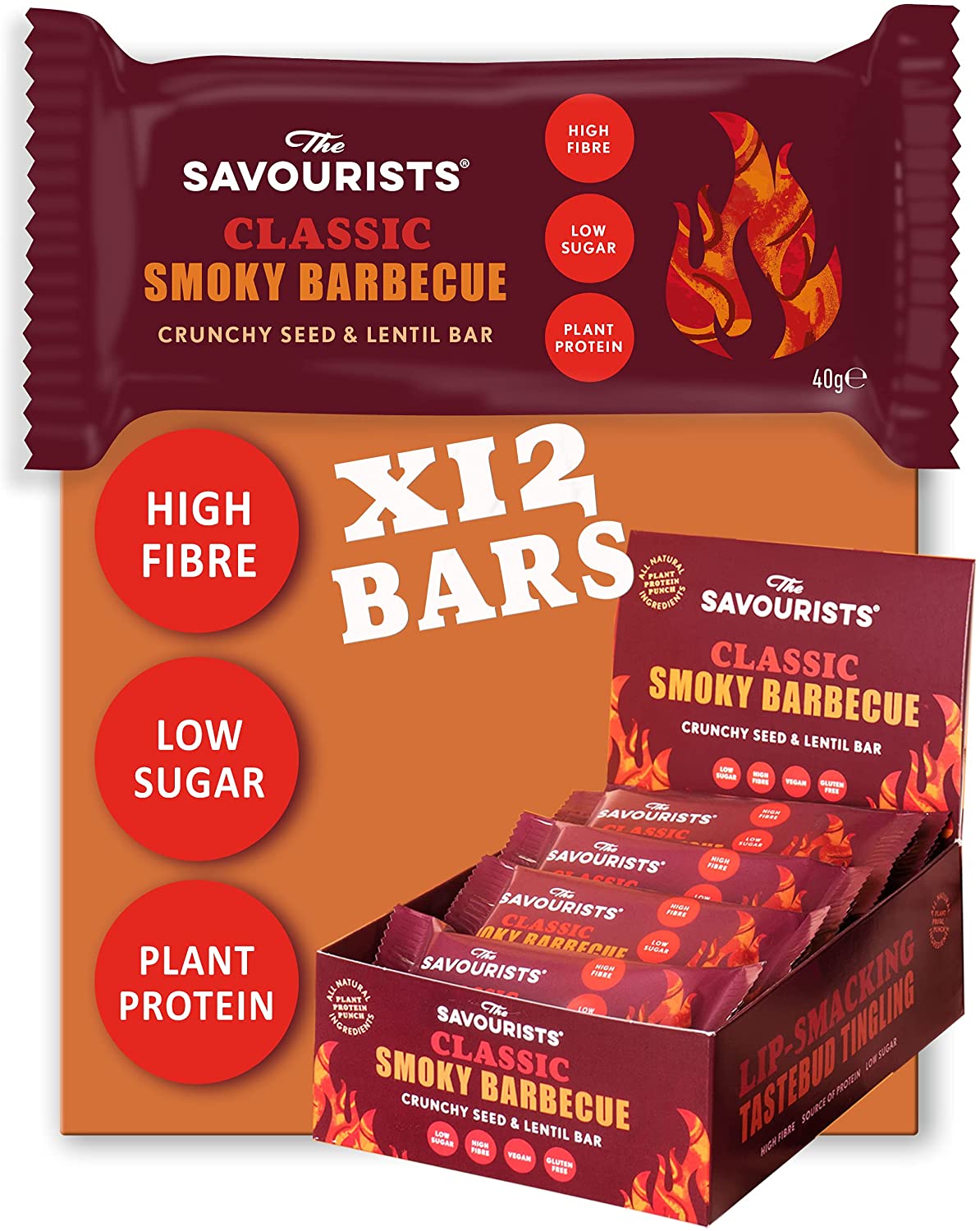The Savourists Smokey Berbecue Savoury Bar 40g (Pack of 12)