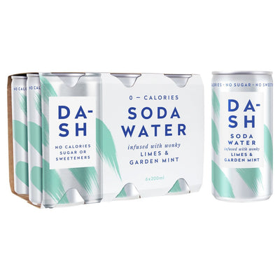 dash Soda Water with Wonky Limes & Garden Mint (6x200ml) (Pack of 4)