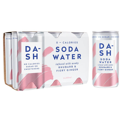 dash Soda Water with Wonky Rhubarb & Ginger (6x200ml) (Pack of 4)