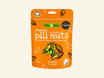Raw & Wild  Activated Pili Nuts - Turmeric & Ginger 70g (Pack of 6)