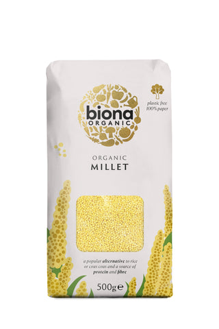 Biona Organic Millet Organic - Plastic Free Paper Bag 500g (Pack of 6)