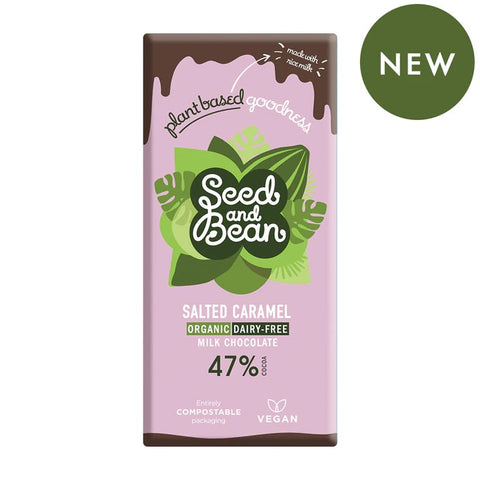 Seedand Bean Salted Caramel Vegan Organicmilk Chocolate 75g (Pack of 10)