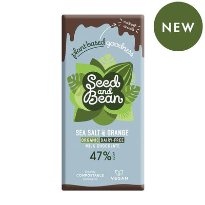 Seedand Bean Sea Salt & Orange Vegan Organicmilk Chocolate 75g (Pack of 10)