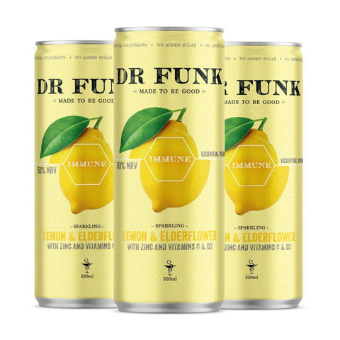 Dr Funk Sparkling Lemon & Elderflower Plus Zinc & Vit C & D3 330ml (Pack of 6)