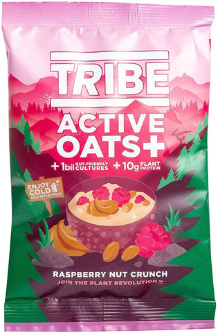 tribe Raspberry Nut Crunch Active Oats+ Pot 60g (Pack of 8)