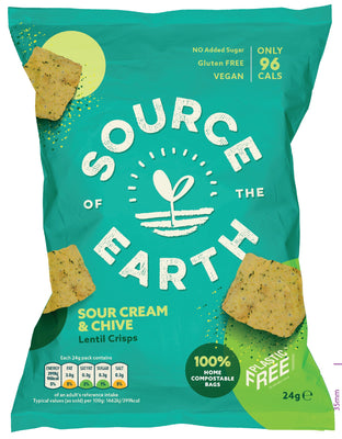 Source Of The Earth Sour Cream & Chive Lentil Crisps 24G (Pack of 24)