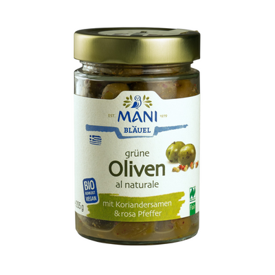 Mani Organic NL Fair Green Olives al Naturale 205g