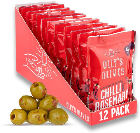 Olly's Olives The Bandit Chilli & Rosemary Green Olives 50g (Pack of 12)