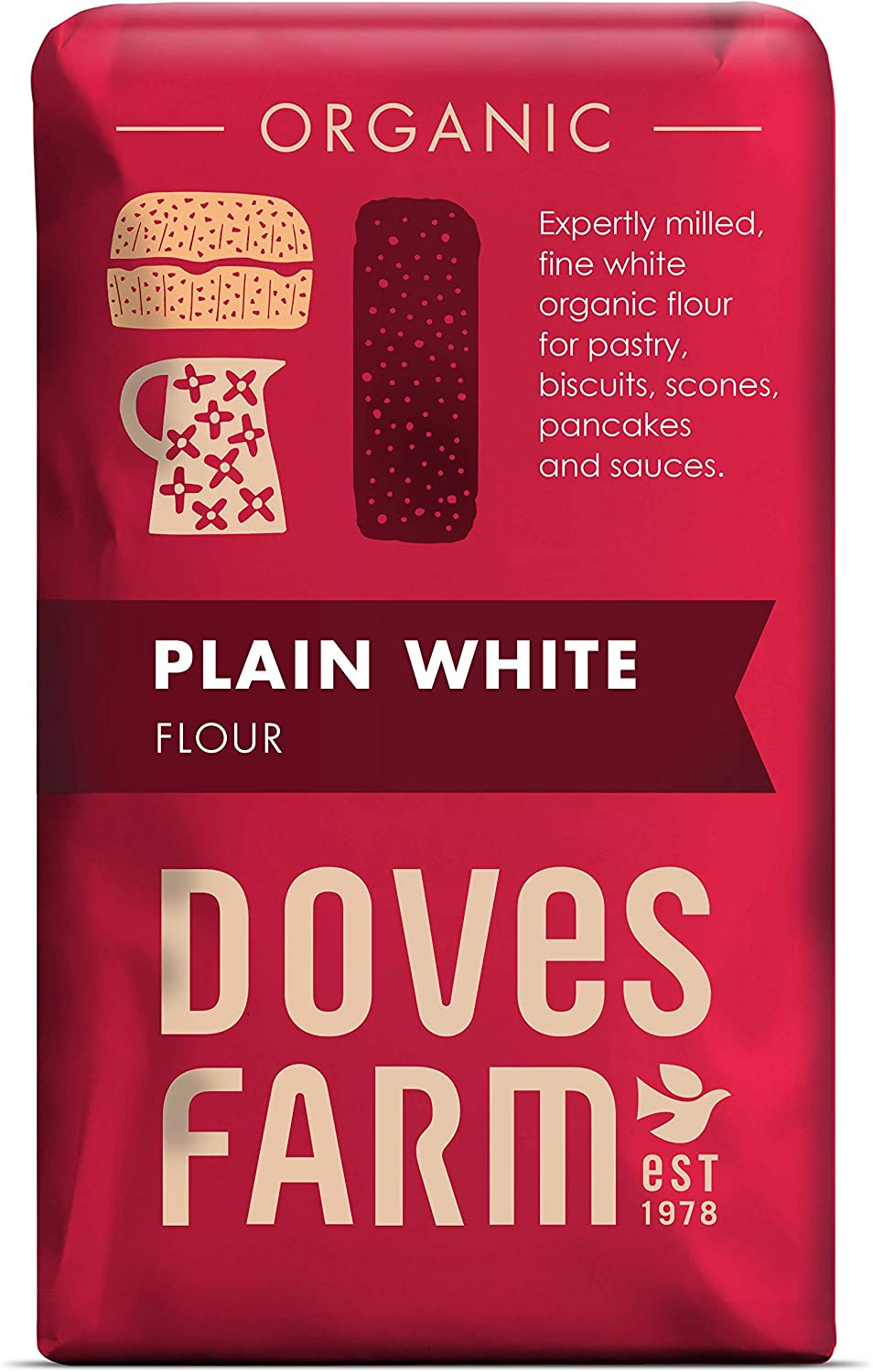 Doves Farm Ethical Plain White Flour 1kg (pack of 5)