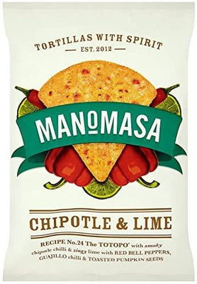 Manomasa Tortilla Chips - Chipotle & Lime 160g (Pack of 10)