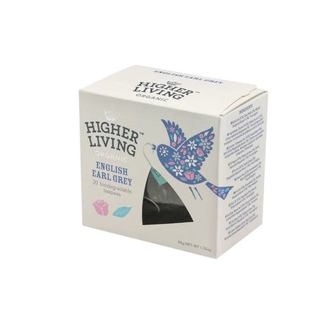 Higher Living English Earl Grey Biodegradable Teapees 20 Bags (Pack of 4)