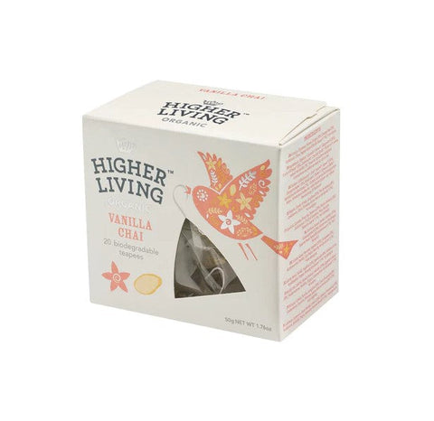 Higher Living Vanilla Chai Pyramid Tea 20 Tea Bags (Pack of 4)