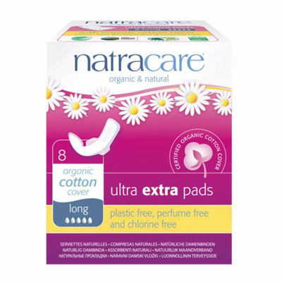 NATRACARE Ultra Extra Long Pads with Wings - 8 pads