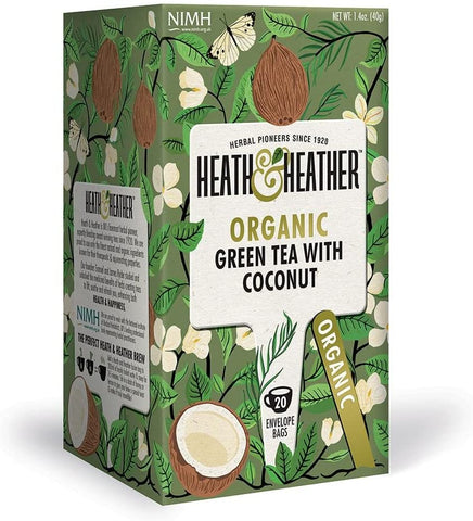 Heath & Heather Organic Green Tea & Coconut 20 Teabags