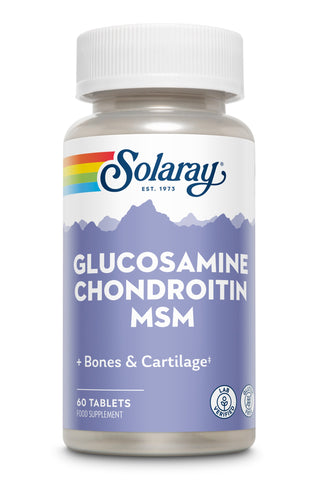Solaray Glucosamine Chondroitin MSM - Bones and Cartilage - Lab Verified - Gluten Free 60 Tablets