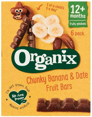 Organix Chunky Banana & Date Fruit Bars 12m+ (6x17g) (Pack of 6)