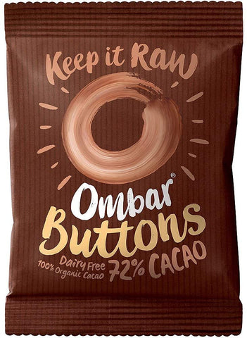 Ombar Dark 72% Raw Chocolate Buttons 25g (Pack of 15)