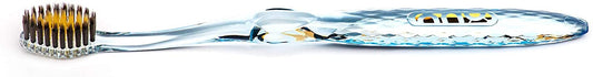 Nanob Antibacterial Toothbrush Gold & Charcoal Bristles - Blue Handle 1brush
