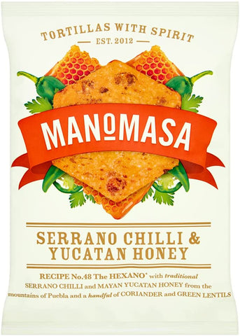 Manomasa Serrano Chilli & Yucatan Tortilla Chips 160g (Pack of 12)