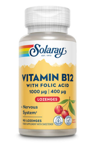 Solaray Vitamin B12 with Folic Acid - Lab Verified - Vegan 90 Lozenges