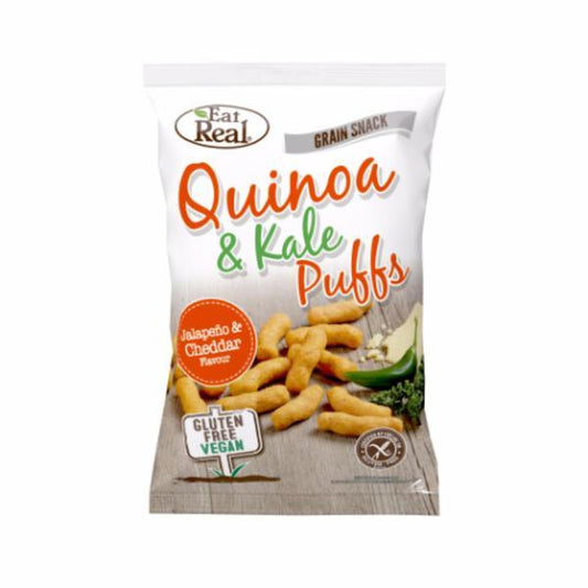 Eat Real Quinoa & Kale Puffs - Jalapeno & Cheddar 113g (Pack of 12)