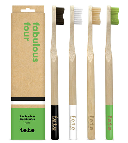 F.E.T.E Bamboo Toothbrush Fantastic Family Pack (2xMedium Adult + 2xChild)