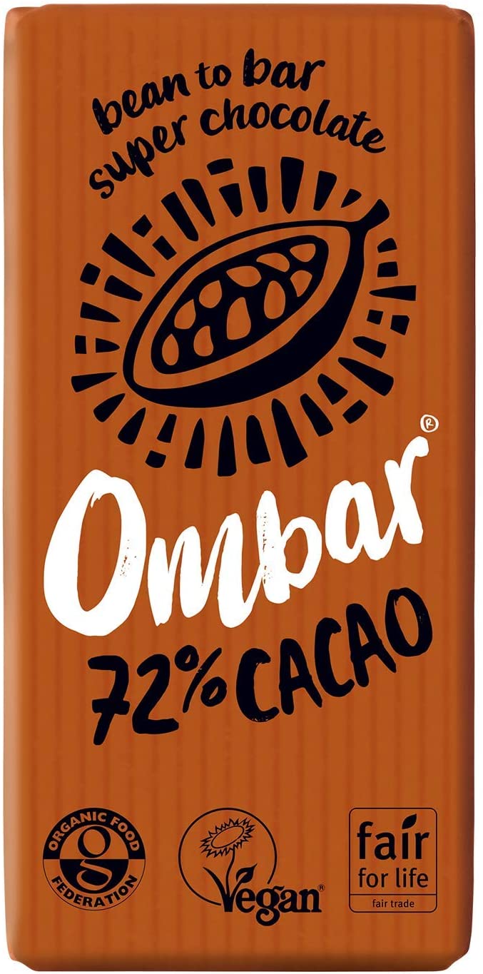 Ombar Dark 72% Raw Cacao Bar 70g (Pack of 10)