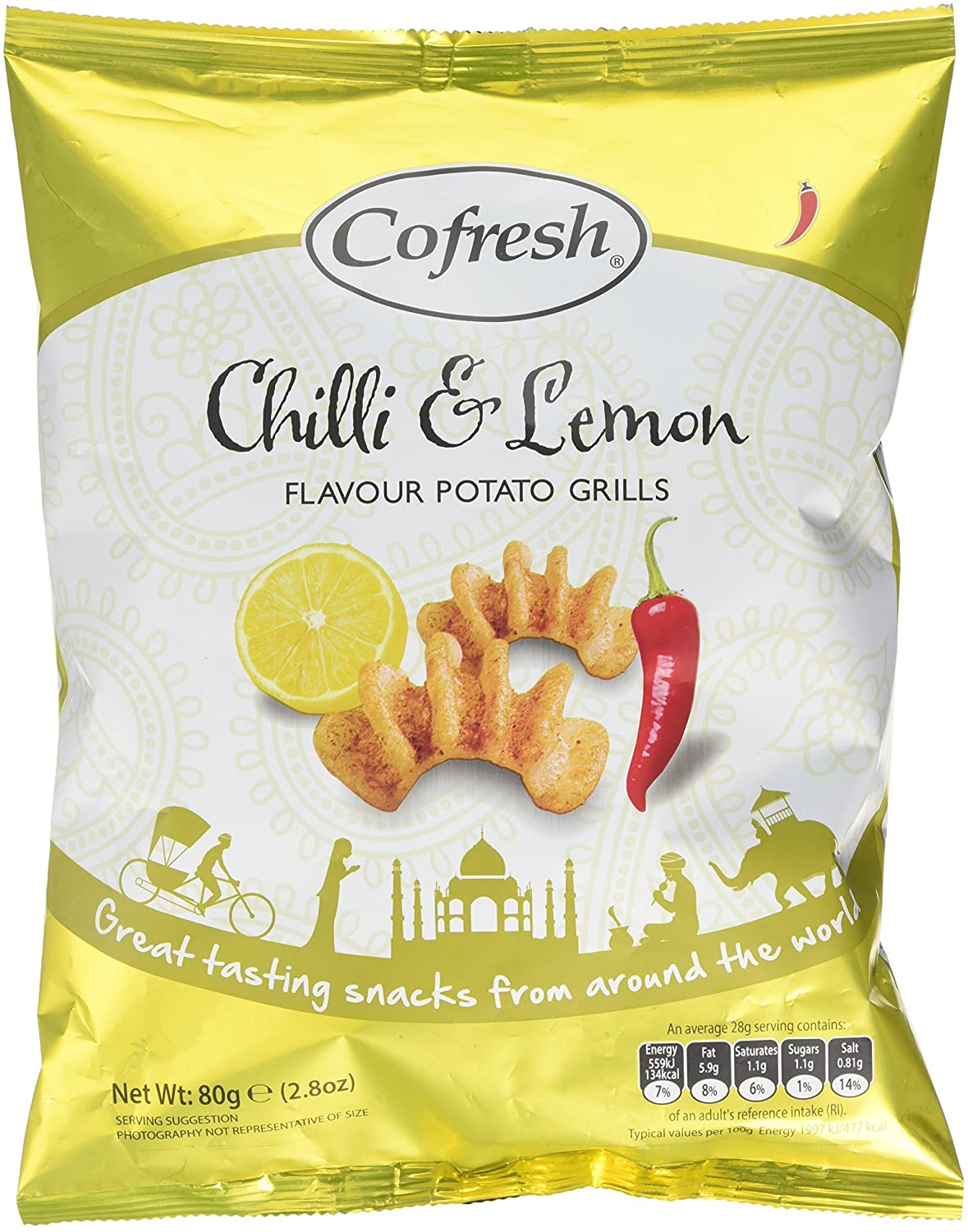Cofresh Chilli & Lemon Potato Grills 80g (Pack of 12)