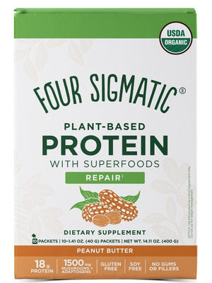 Four Sigmatic Organic Plant Based Protein Peanut Butter (10 Packets) 40g (Pack of 10)