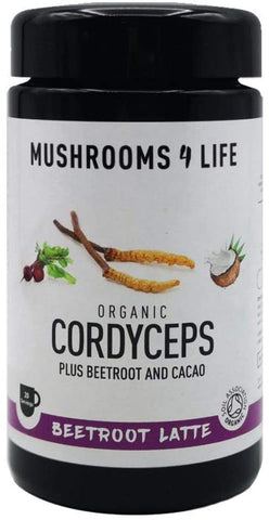 Mushrooms 4 Life Organic Cordyceps Beetroot Latte Miron Jars 130g