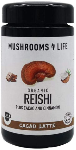 Mushrooms 4 Life Organic Reishi Cacao Latte Miron Jars 140g