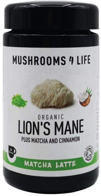 Mushrooms 4 Life Organic Lions Mane Matcha Latte Miron Jars 110g
