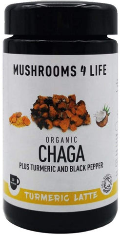 Mushrooms 4 Life Organic Chaga Turmeric Latte Miron Jars 120g