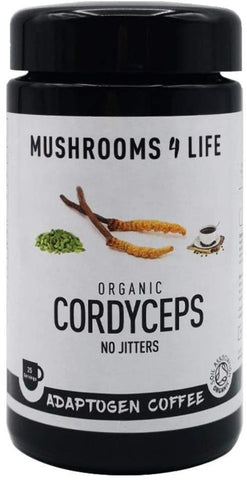 Mushrooms 4 Life Organic Cordyceps Adaptogen Coffee Miron Jars 75g