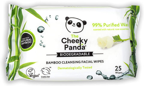 The Cheeky Panda Bamboo Facial Cleansing Wipes Rose Scented 25wipes (Pack of 24)