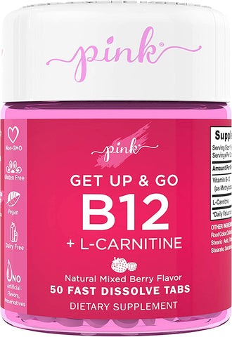 Pink Get Up & Go B12 5000mcg + L-Carnitine 50tabs