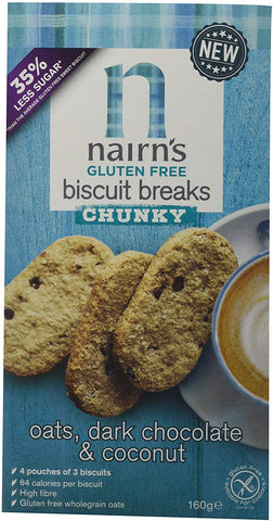 Nairns Chunky Biscuit Breaks - Dark Choc & Coconut 160g (Pack of 6)