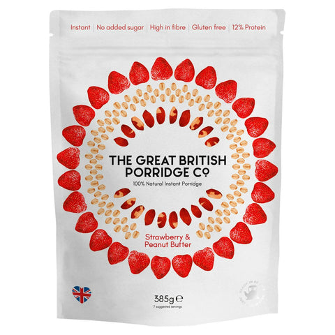 The Great British Porridge Co Strawberry & Peanut Butter Porridge 385g