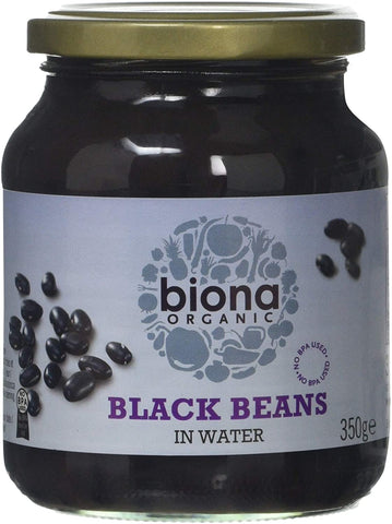 Biona Black Beans Organic - Glass Jar 350g (Pack of 6)