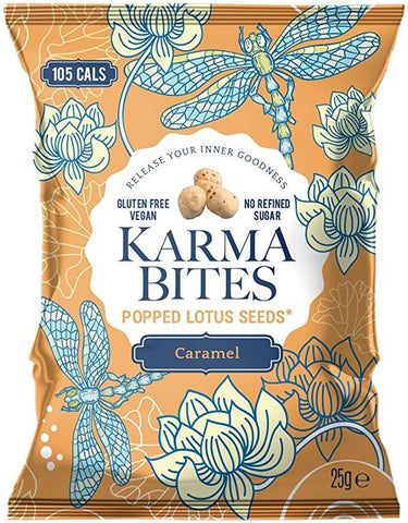 Karma Bites Popped Lotus Seeds - Caramel 25g (Pack of 12)