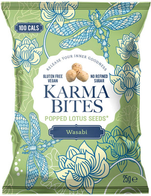 Karma Bites Popped Lotus Seeds - Wasabi 25g (Pack of 12)
