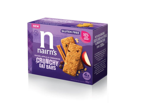 Nairn's Gluten Free Raisin, Apple & Cinnamon Crunchy Oat Bars 160g (Pack of 10)