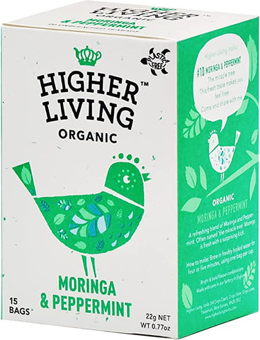 Higher Living Moringa & Peppermint Tea 15 Bags (Pack of 4)