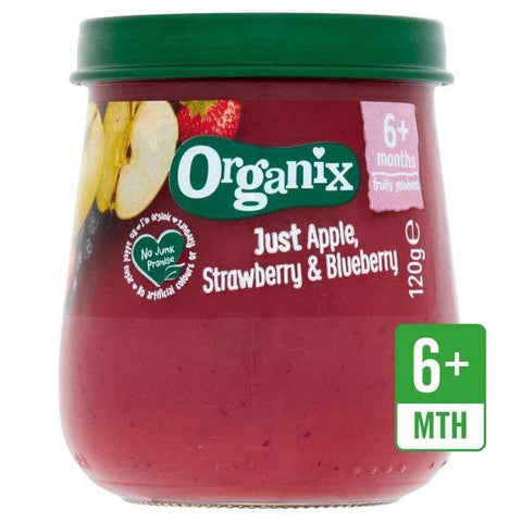 Organix Apple Strawberry & Blueberry Jars 6m+ 120g (Pack of 6)