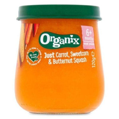 Organix Carrot Sweetcorn & Butternut Squash Jars 6m+ 120g (Pack of 6)