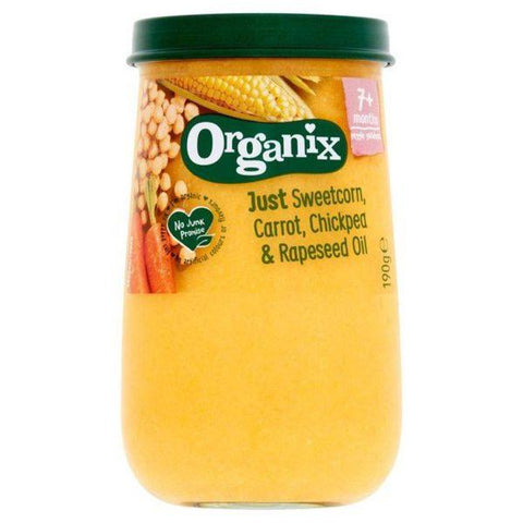 Organix Sweetcorn Carrot Chickpea & Olive Oil Jars 7m+ 190g (Pack of 6)