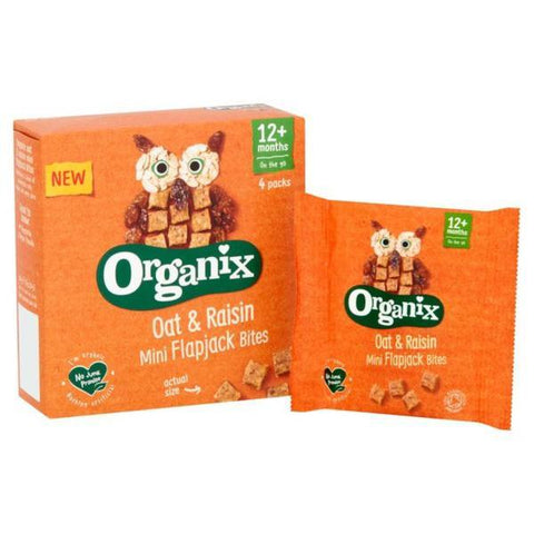 Organix Mini Flapjack Bites - Oat & Raisin (20gx4) (Pack of 4)