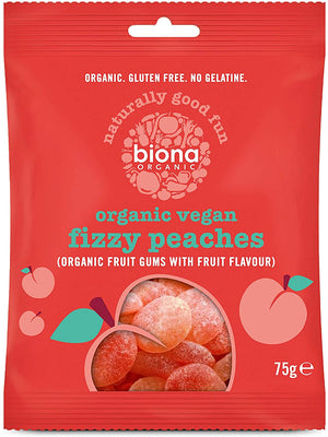 Biona Organic Fizzy Peaches 75g (Pack of 10)